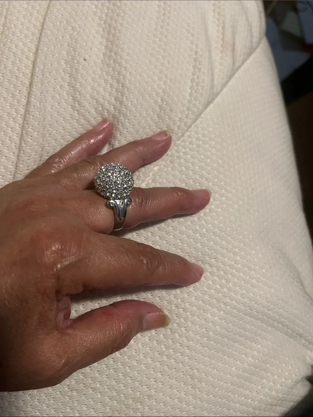Crystal Pavé Dome Cocktail Ring in Silver